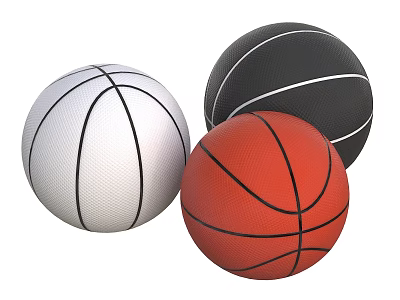 Colorful Sports Equipment Featuring White Black And Red Basketballs On 3d model