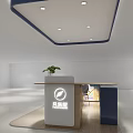 FANDONI Exhibition Hall Interior With Reception Desk Green Plant White Walls And Ceiling Lights