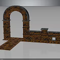 Red Brick Architectural Structure Featuring Archway Wall And Floor Paving Design 3d model