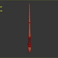Slender Wooden Baton With Red Middle Section Black Ring And Light Colored Ends 3d model