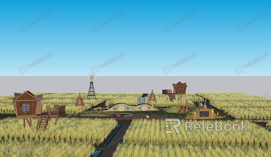 Modern Paddy Field Paddy Field Landscape model