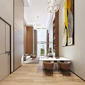 Modern Apartment Living Room With Open Layout Sofa TV Bookshelves And Chandelier