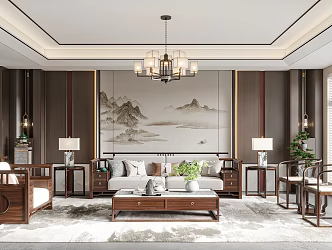 New Chinese Living Room 3d model