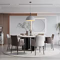 Modern Restaurant Interior With Round Dining Table Cozy Chairs Pendant Light And Green Plants