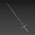 Long Sword With Blue Blade And Black Cross Guard Design