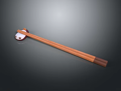 Practical Wooden Chopsticks With Traditional Chopstick Rest For Daily Dining Use 3d model
