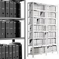 Organized File Display Rack With Multiple Layers And Black and White Folders 3d model