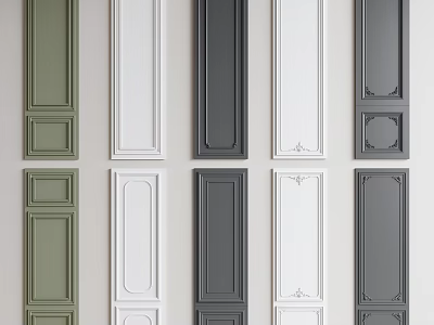 Stylish Wainscoting Panels In Various Colors For Interior Walls With Decorative Designs 3d model