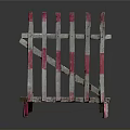 Wooden Construction Barrier With Red And White Stripes For Safety Protection