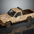 Camouflage Truck with Roof Rack Open Bed and Worn Off Road Style