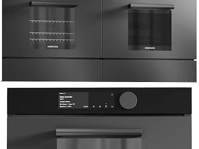 Modern Built in Siemens Ovens And Kitchen Appliances With Control Panel 3d model