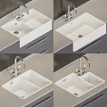 Modern White Ceramic Wash Basin With Double Bowl Faucet And Various Designs