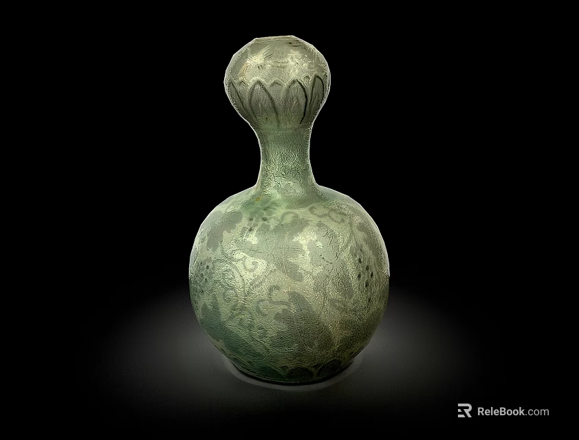 Ceramic Vessel With Intricate Carved Patterns And Traditional Decorative Design 3d model 