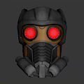 Futuristic Metallic Helmet With Red Glowing Eyes And Detailed SciFi Design