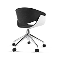 Modern Office Chair With Black White Fabric Seat And Chrome Swivel Wheel Base