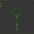 Ancient Trident Weapon With Detailed Metal Prongs And Sturdy Wooden Handle