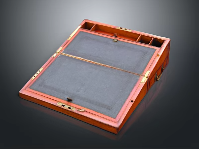 Red Wooden Art Supplies Storage Box With Divided Compartments For Painting Tools And Pigments 3d model