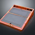 Red Wooden Art Supplies Storage Box With Divided Compartments For Painting Tools And Pigments