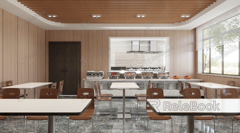 Modern fast food restaurant fast food restaurant noodle restaurant back kitchen open restaurant model