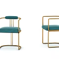 Modern Elegant Dining Chairs With Gold Frame Teal Velvet Seat And Armrests