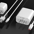White Phone Chargers And Data Cables With USB Type C And Lightning Connectors