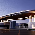 Modern Entrance Gate Design With Illuminated LOGO Night View And Car