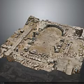 Ancient Architectural Ruins Featuring Stone Structure Circular Area And Square Layout 3d model