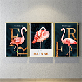 Modern Animal Painting Gold and Silver Living Room Animal Flamingo Decorative Painting 3d model