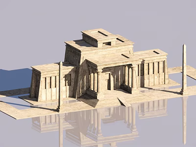 Ancient Egyptian Temple Model With Columns And Pylon Structure 3d model