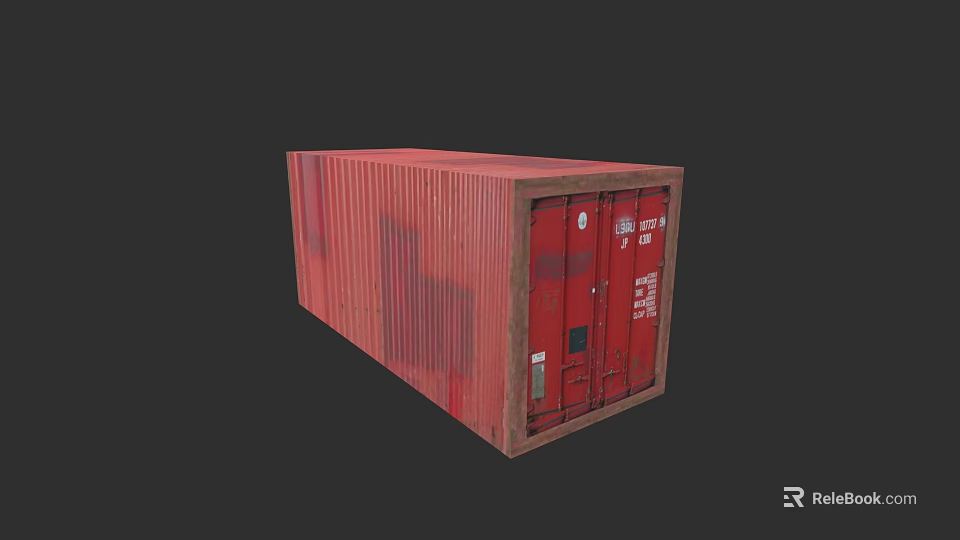 Red Shipping Container Building Structure With Modern Converted Design Elements 3d model 