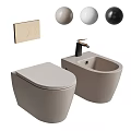 Stylish Bathroom Accessories Set With Toilet Bidet Brass Faucet And Round Panels