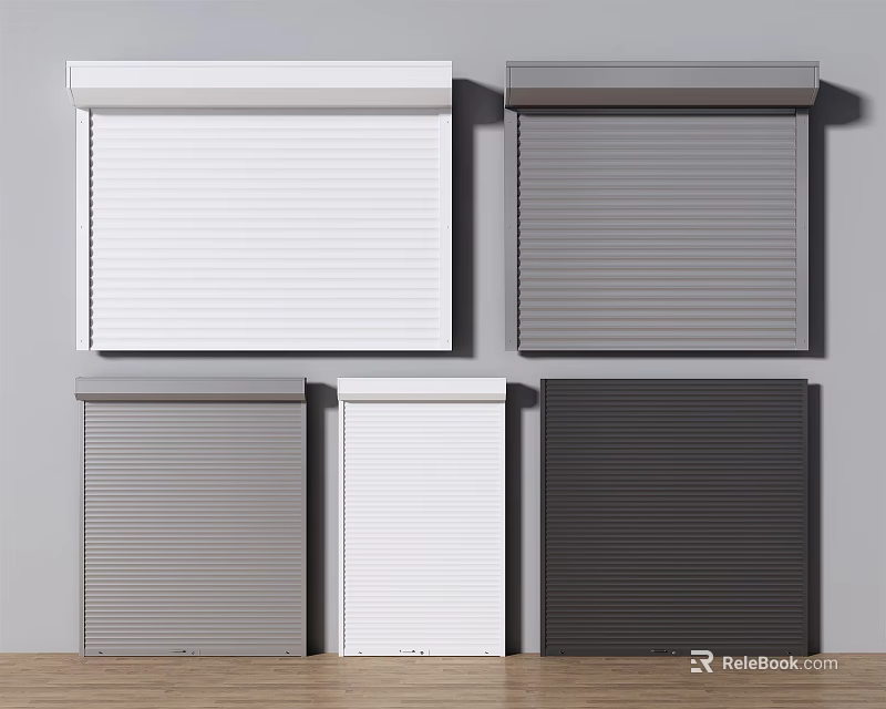Modern Roller Blinds In White Grey And Black For Home Window Decoration 3d model 