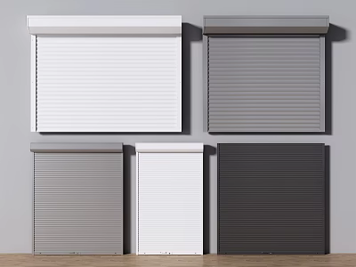 Modern Roller Blinds In White Grey And Black For Home Window Decoration 3d model