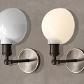 Modern Wall Lamps with White Globe Shades Black Metal Brackets Circular Base