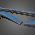 Distressed Blue Wooden Outdoor Bench With Weathered Finish And Rustic Design