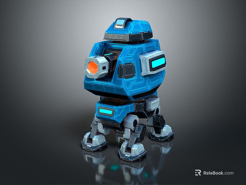 Smart Robot Machine With Blue Exterior Illuminated Parts And Mechanical Legs Design 3d model 