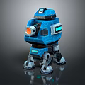 Smart Robot Machine With Blue Exterior Illuminated Parts And Mechanical Legs Design
