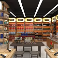 Modern Liquor and Tobacco Store Interior With Shelves Full Of Various Products And Display Counters