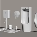 Modern Bathroom With Wall Mounted Urinal Toilet Paper Holder And Sink
