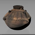 Rustic Handcrafted Ancient Brown Pottery Jar With Textured Surface And Decorative Protrusions