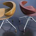 Comfortable Wooden Leisure Chairs With Curved Design Two Tone Colors And Metal Legs