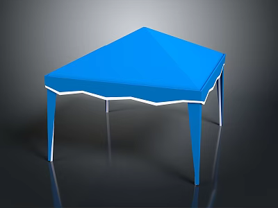 Modern Blue Geometric Table With Unique Legs Smooth Surface And White Accent Lines 3d model