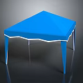 Modern Blue Geometric Table With Unique Legs Smooth Surface And White Accent Lines 3d model