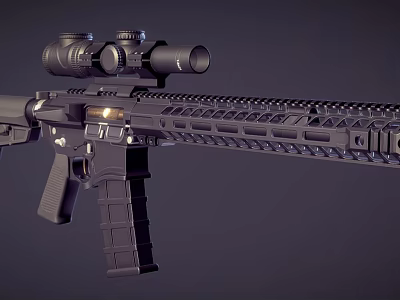 Modern Tactical Rifle With Scope Ergonomic Grip And Black Rail System Design 3d model