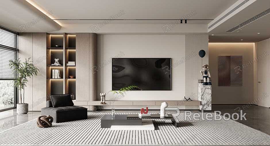 Modern TV background wall Italian TV background model