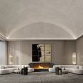 Dining Table and Chair Chandelier Sideboard Sofa Side Table Floor Lamp Coffee Table Wall Lamp Screen 3d model