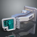 Futuristic Metallic Tech Device With Digital Display Screen And Control Button 3d model