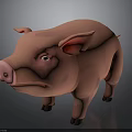 Cute Pink Pig 3D Model With Big Ears And Pink Snout On Dark Background