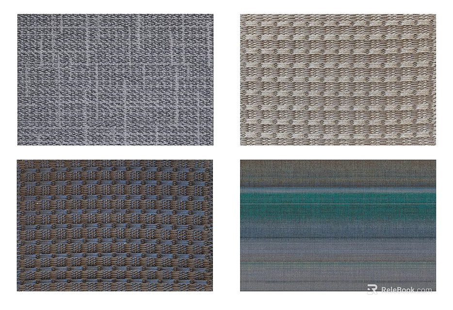 Various Square Rugs With Geometric Patterns And Colorful Textures For Home Decor 3d model