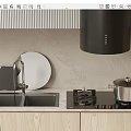 Modern Kitchen Interior Design With Black Range Hood Gas Stove And Appliances